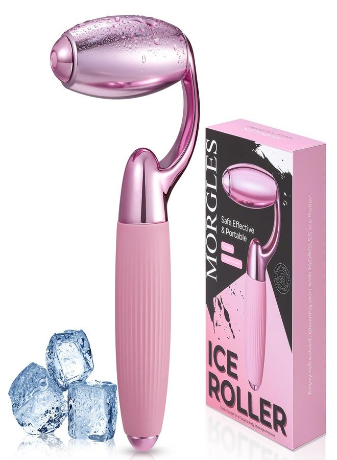 MORGLES Ice Roller for Face, Professional Face Roller Cryotherapy Tool to Reduce Puffiness, Redness & Headaches, Tighten Skin and Improve Lymphatic Drainage with Ergonomic Handle (Pink) - Image 1